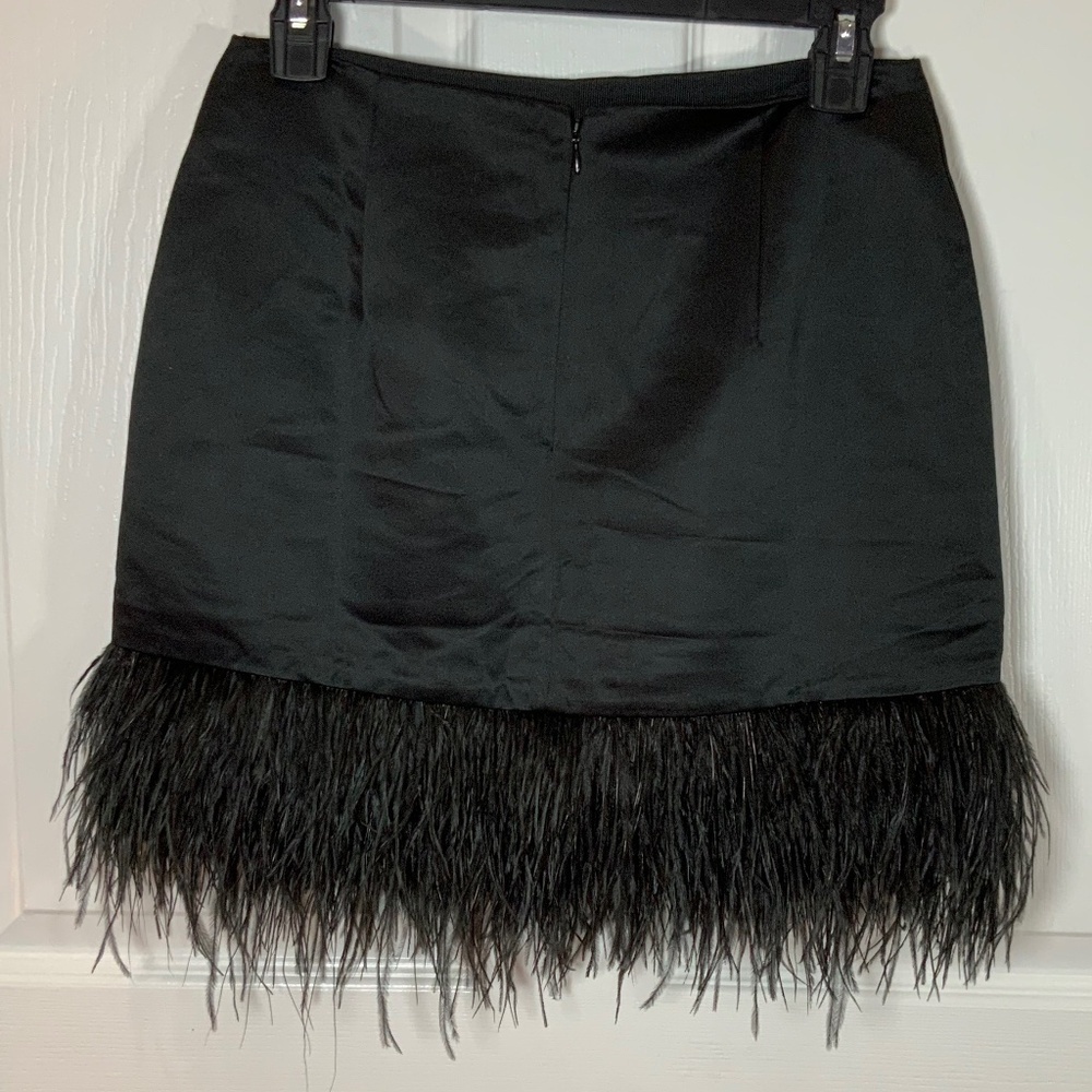 J Crew Collection Feather Hem Black Y2K Minimalist Mini Evening Skirt Size 0 New - Picture 5 of 8